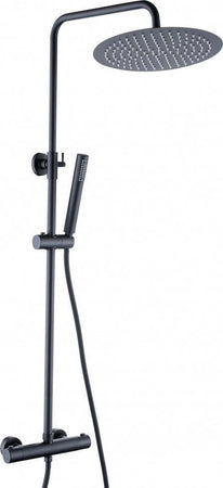 Colonna-Doccia-Termostatica-nera-con-Soffione-rotondo-da-30-e-doccietta-Black-Shower