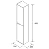 Colonna pensile bagno Jorge 2 ante bianco laccato lucido 30x24x140