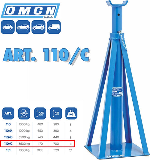 COLONNETTA PER SOSTEGNO DI AUTOCARRI PORTATA TON. 3,5 OMCN 110/C 3500 KG Auto e Moto/Attrezzi per veicoli/Attrezzi per cerchioni e pneumatici/Supporti per assale Trade Shop italia - Napoli, Commerciovirtuoso.it