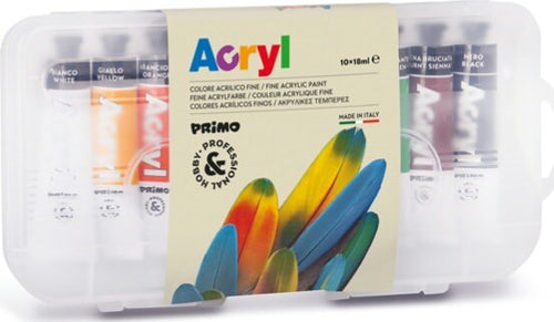 Colori a olio e acrilici - 18ml - colori assortiti - Primo - astuccio 10 colori Giochi e giocattoli/Attività creative/Accessori per disegnare e colorare/Pittura/Colori a tempera Eurocartuccia - Pavullo, Commerciovirtuoso.it