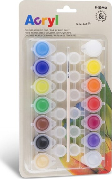 Colori Acryl - 4 5 ml - colori assortiti - Primo - blister 14 pezzi Giochi e giocattoli/Attività creative/Accessori per disegnare e colorare/Pittura/Colori a tempera Eurocartuccia - Pavullo, Commerciovirtuoso.it