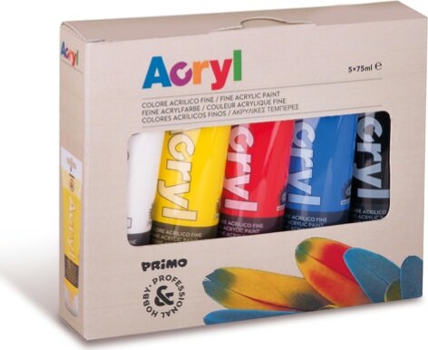 Colori Acryl - 75ml - colori assortiti - Primo - astuccio 5 colori Giochi e giocattoli/Attività creative/Accessori per disegnare e colorare/Pittura/Colori a tempera Eurocartuccia - Pavullo, Commerciovirtuoso.it