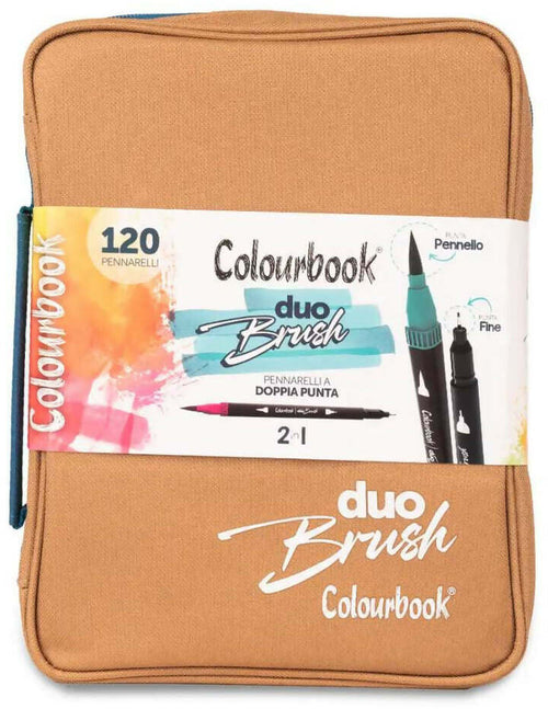 Colourbook Astuccio Color Biscotto Valigetta 120 Brush Pen Doppia Punta