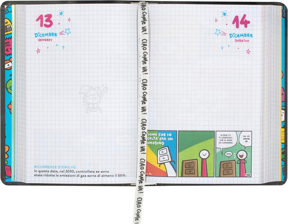COMIX Scomix by Sio - Diario Scolastico 16 Mesi 2024-2025, Diario Scuola per Bambini e Ragazzi, Colorato, con Copertina Rigida e 512 Pagine, Ideale per Scuola Elementare e Media, 12x16.5 cm, Nero