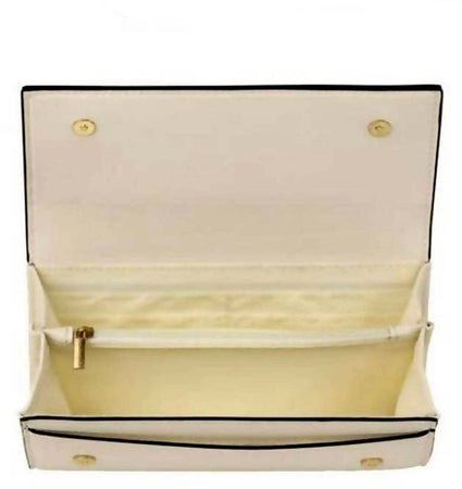 Comix U Portafoglio Donna Glamour Bianco Panna Ecopelle Due Scomparti Con Tasca Portafoglio Porta Tessere Con Cerniera E Bottoni 19x10,5cm