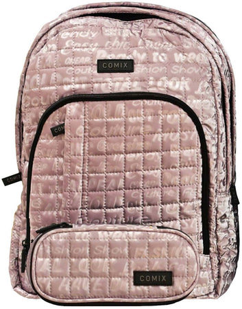 Comix Zaino Scuola Quilited + Astuccio Ovale Coordinato Set Scuola Ragazze Zaino Porta Pc Schienale Imbottito Spallacci Regolabili Panini