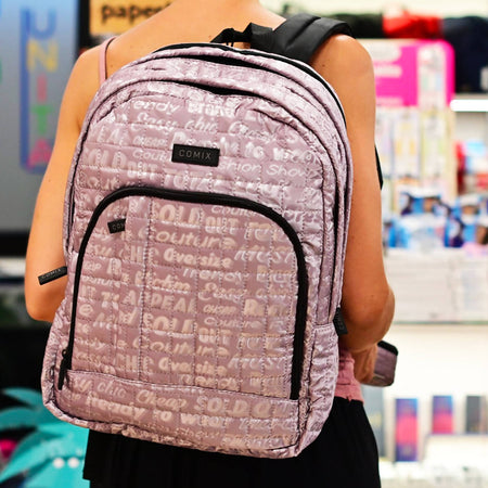 Comix Zaino Scuola Quilited + Astuccio Ovale Coordinato Set Scuola Ragazze Zaino Porta Pc Schienale Imbottito Spallacci Regolabili Panini