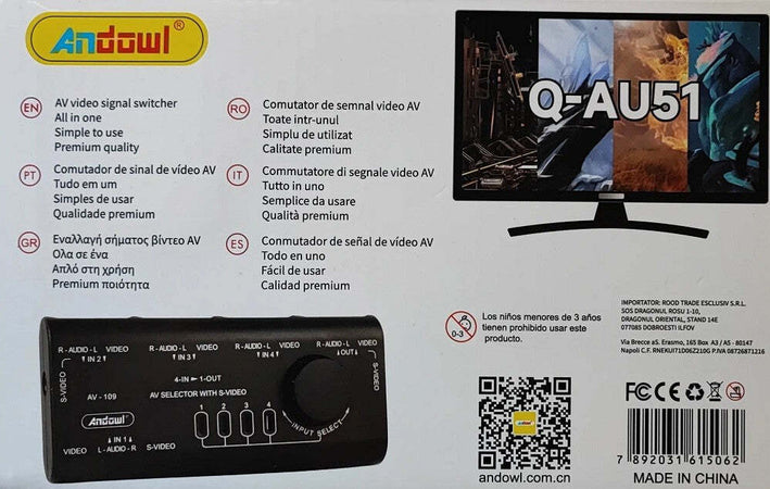 Commutatore Di Segnale Audio-video Av 4 In 1 Q-au51 Per Lettore Dvd Videocamera Elettronica/Home Audio e Hi-Fi/Accessori/Distributori/Selettori audio-video Trade Shop italia - Napoli, Commerciovirtuoso.it