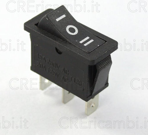 Commutatore-Unipolare-Rettangolare-Stretto,-Nero,-16A,-29x10mm,-3-Faston-da-6.3mm