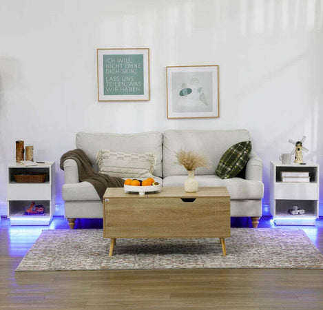 Comodini-Moderni-con-LED,-Set-2-Pezzi-in-Truciolato-Bianco-con-Cassetto-e-2-Ripiani-Aperti,-40x40x55-cm-MN2831-670V01WTMN2