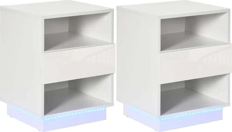 Comodini-Moderni-con-LED,-Set-2-Pezzi-in-Truciolato-Bianco-con-Cassetto-e-2-Ripiani-Aperti,-40x40x55-cm-MN2831-670V01WTMN2