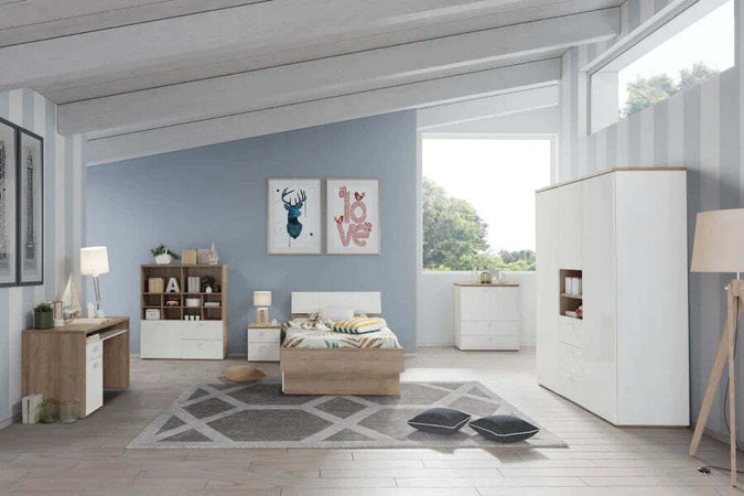 Comodino bianco laccato Globo con 2 cassetti per cameretta moderna Casa e cucina/Arredamento/Camera da letto/Comodini Decor Space - Altamura, Commerciovirtuoso.it
