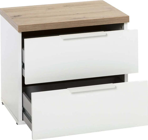 Comodino bianco laccato Mundi con 2 cassetti per cameretta moderna Casa e cucina/Arredamento/Camera da letto/Comodini Decor Space - Altamura, Commerciovirtuoso.it
