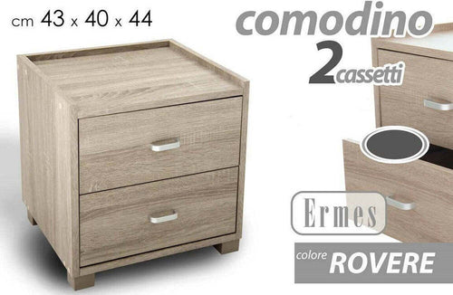Comodino Camera Letto Moderno 2 Cassetti Legno Rovere 44x43x40cm Mobile 623462 Casa e cucina/Arredamento/Camera da letto/Comodini Trade Shop italia - Napoli, Commerciovirtuoso.it
