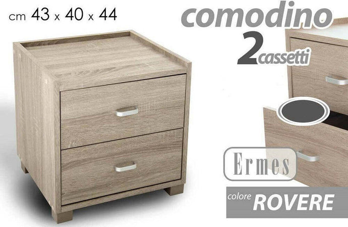 Comodino Camera Letto Moderno 2 Cassetti Legno Rovere 44x43x40cm Mobile 623462 Casa e cucina/Arredamento/Camera da letto/Comodini Trade Shop italia - Napoli, Commerciovirtuoso.it