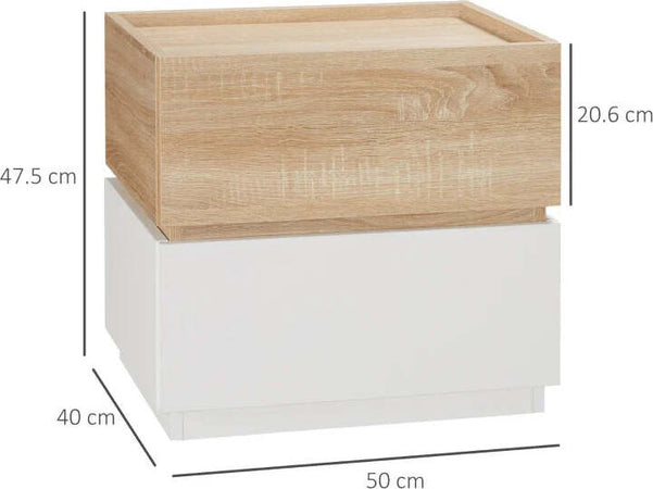 Comodino-con-2-Cassetti-in-Legno,-Design-Moderno-e-Impilabile,-50x40x47.5cm-AS3831-476NDAS3