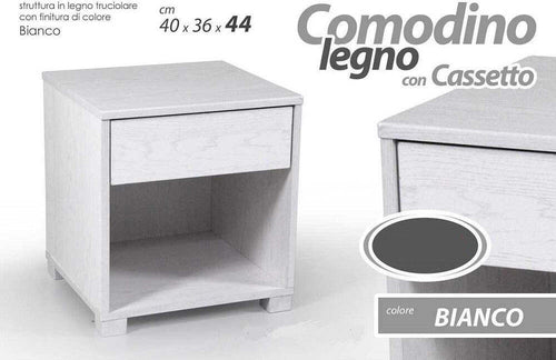 Comodino Con Casseto Letto Moderno 44x40x36cm Legno Bianco Rovere Sbiancato Casa e cucina/Arredamento/Camera da letto/Comodini Trade Shop italia - Napoli, Commerciovirtuoso.it
