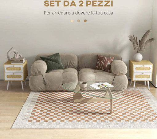Comodino-con-Cassetti-Set-2-Pezzi-in-Truciolato-e-MDF-in-stile-Boho,-40x40x55-cm,-Rovere-e-Bianco-YI9831-689V80NDYI9