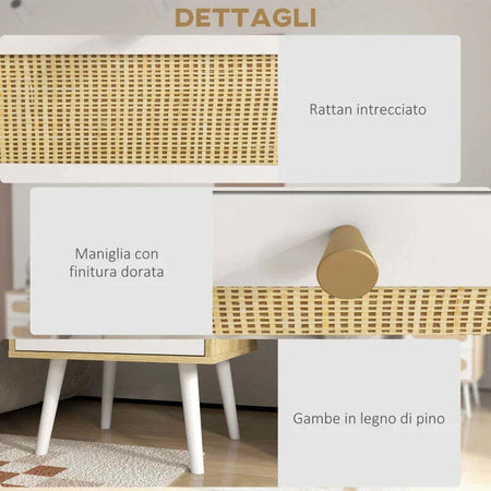 Comodino-con-Cassetti-Set-2-Pezzi-in-Truciolato-e-MDF-in-stile-Boho,-40x40x55-cm,-Rovere-e-Bianco-YI9831-689V80NDYI9