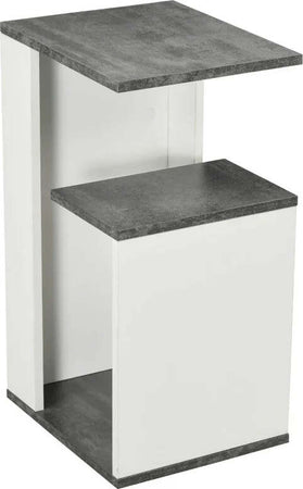 Comodino-con-Ripiano-Aperto-in-Truciolato-dal-Design-Irregolare,-35x29.5x60-cm,-Grigio-e-Bianco-DR6831-569WTDR6
