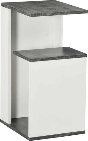Comodino-con-Ripiano-Aperto-in-Truciolato-dal-Design-Irregolare,-35x29.5x60-cm,-Grigio-e-Bianco-DR6831-569WTDR6