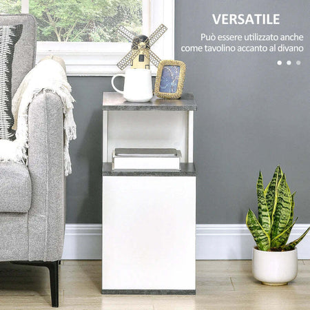 Comodino-con-Ripiano-Aperto-in-Truciolato-dal-Design-Irregolare,-35x29.5x60-cm,-Grigio-e-Bianco-DR6831-569WTDR6