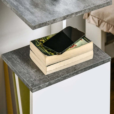 Comodino-con-Ripiano-Aperto-in-Truciolato-dal-Design-Irregolare,-35x29.5x60-cm,-Grigio-e-Bianco-DR6831-569WTDR6