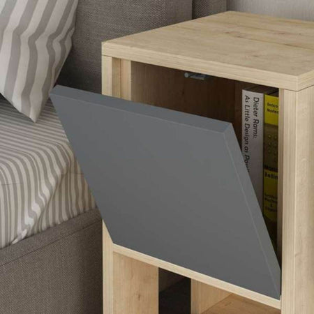 Comodino Ema rovere e antracite anta ribalta 30x30x55h