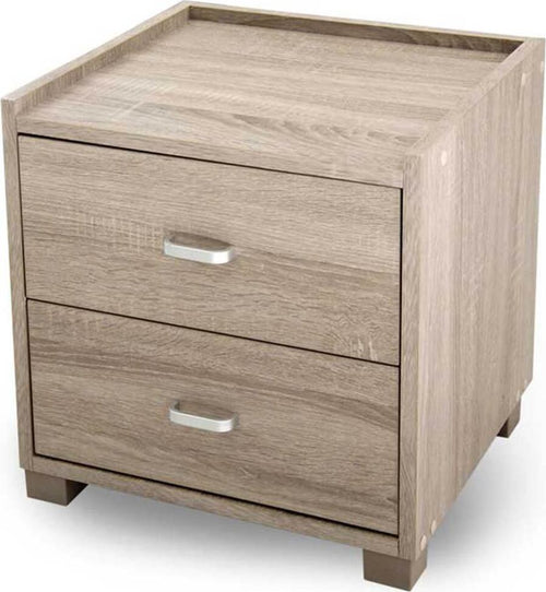 Comodino-Mobiletto-Cassettiera-2-Cassetti-Design-Moderno-in-legno-MDF-Rovere