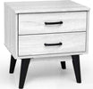 Comodino-Mobiletto-Cassettiera-2-Cassetti-Tavolino-Design-Moderno-Legno-Bianco