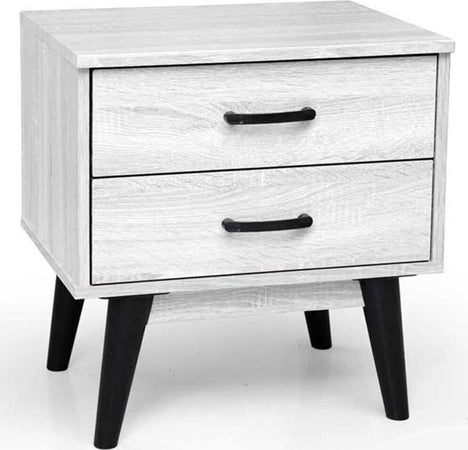 Comodino-Mobiletto-Cassettiera-2-Cassetti-Tavolino-Design-Moderno-Legno-Bianco