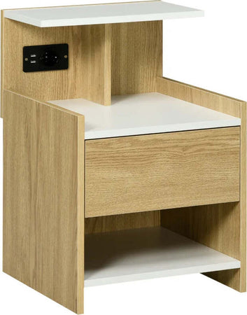 Comodino-moderno-con-2-Prese,-2-porte-USB-e-Cassetto-in-truciolato,-40x40x60cm,-Color-Legno-KL2831-668V90NDKL2