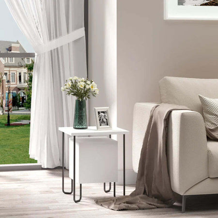 Comodino-Moderno-con-Armadietto-e-Mensola-in-Legno-e-Gambe-in-Metallo,-40x40x45cm-BV9831-584V00WTBV9