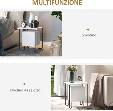 Comodino-Moderno-con-Armadietto-e-Mensola-in-Legno-e-Gambe-in-Metallo,-40x40x45cm-BV9831-584V00WTBV9