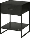 Comodino-Moderno-con-Cassetto-e-Ripiano-Aperto-per-Camera-da-Letto-e-Soggiorno,-in-Truciolato-e-Acciaio,-45x40x60cm,-Nero-TG7831-535V01BKTG7