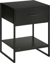 Comodino-Moderno-con-Cassetto-e-Ripiano-Aperto-per-Camera-da-Letto-e-Soggiorno,-in-Truciolato-e-Acciaio,-45x40x60cm,-Nero-TG7831-535V01BKTG7
