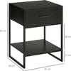 Comodino-Moderno-con-Cassetto-e-Ripiano-Aperto-per-Camera-da-Letto-e-Soggiorno,-in-Truciolato-e-Acciaio,-45x40x60cm,-Nero-TG7831-535V01BKTG7