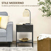 Comodino-Moderno-con-Cassetto-e-Ripiano-Aperto-per-Camera-da-Letto-e-Soggiorno,-in-Truciolato-e-Acciaio,-45x40x60cm,-Nero-TG7831-535V01BKTG7
