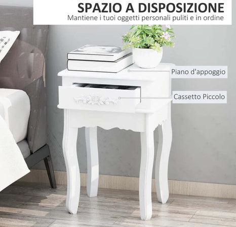 Comodino-Moderno-con-Cassetto-Mobiletto-Multiuso-in-Legno-Bianco,-40-x-35-x-60cm-YH6833-240YH6