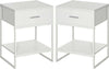 Comodino-Moderno-Set-2-Pezzi-con-Cassetto-e-Ripiano-Aperto-per-Camera-da-Letto-e-Soggiorno,-in-MDF-e-Acciaio,-45x40x60cm,-Bianco-TY8831-534V01WTTY8