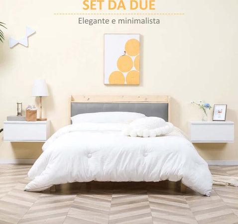 Comodino-Set-2-Pezzi-con-Cassetto-e-Design-Sospeso-in-Truciolato-e-MDF,-49x38x23-cm,-Bianco-JK6831-539JK6