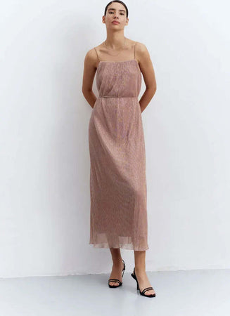 COMPANIA-FANTASTICA-|-Abito-midi-lurex-plissè