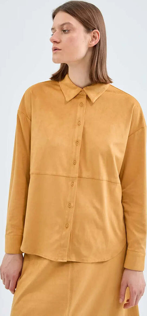 COMPANIA-FANTASTICA-|-Camicia-in-camoscio-gialla