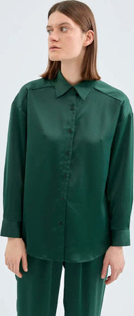 COMPANIA-FANTASTICA-|-Camicia-verde-satinata
