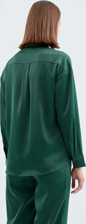 COMPANIA-FANTASTICA-|-Camicia-verde-satinata