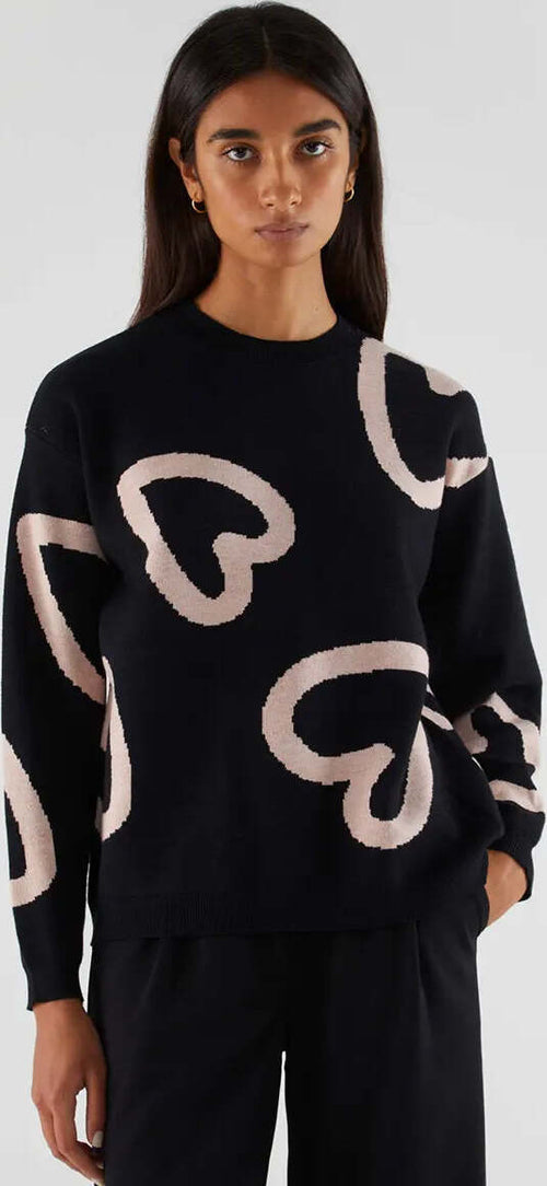 COMPANIA-FANTASTICA-|-Maglia-in-filo-con-stampa-cuori