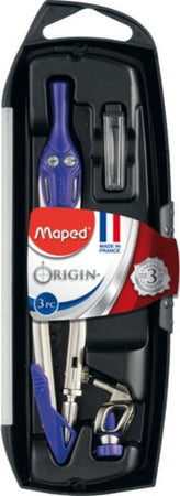 Compasso Origin - in acciaio - diametro max cerchio 420mm - 3 pezzi - Maped Cancelleria e prodotti per ufficio/Scuola e materiale didattico/Materiale scolastico/Compassi Eurocartuccia - Pavullo, Commerciovirtuoso.it