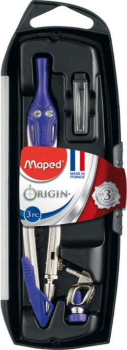 Compasso Origin - in acciaio - diametro max cerchio 420mm - 3 pezzi - Maped Cancelleria e prodotti per ufficio/Scuola e materiale didattico/Materiale scolastico/Compassi Eurocartuccia - Pavullo, Commerciovirtuoso.it