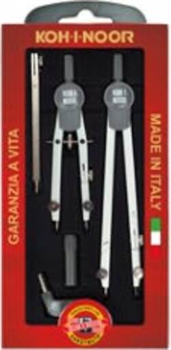 Compasso professional - diametro cerchio max 155mm - 5 pezzi - Koh.I.Noor Cancelleria e prodotti per ufficio/Scuola e materiale didattico/Materiale scolastico/Compassi Eurocartuccia - Pavullo, Commerciovirtuoso.it