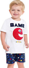 Completino Bimbo Estivo 100% Cotone Completo Coordinato Maglia Pantalone Estate Maglietta T-Shirt Girocollo Pantaloncini Stampa Game Bianco Rosso Blu COMPLETINO Piccole Canaglie - Tropea, Commerciovirtuoso.it